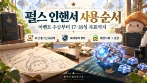 메이플 펄스 인핸서 사용처·총수급량｜17·18성 강화 후 잠재 맞추는 순서 핵심 내용을 소개하는 표지