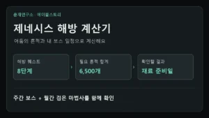 제네시스 해방 계산기 필요 재료와 진행 단계 요약