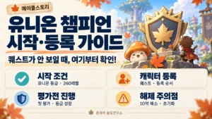 메이플 유니온 챔피언 퀘스트가 안 보일 때: 시작 조건부터 등록까지