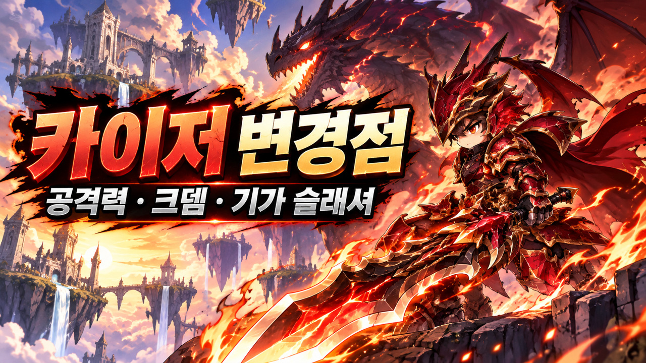 메이플 카이저 10월 22일 패치｜기가 슬래셔 VI·공격력·크뎀 변경 주제 표지