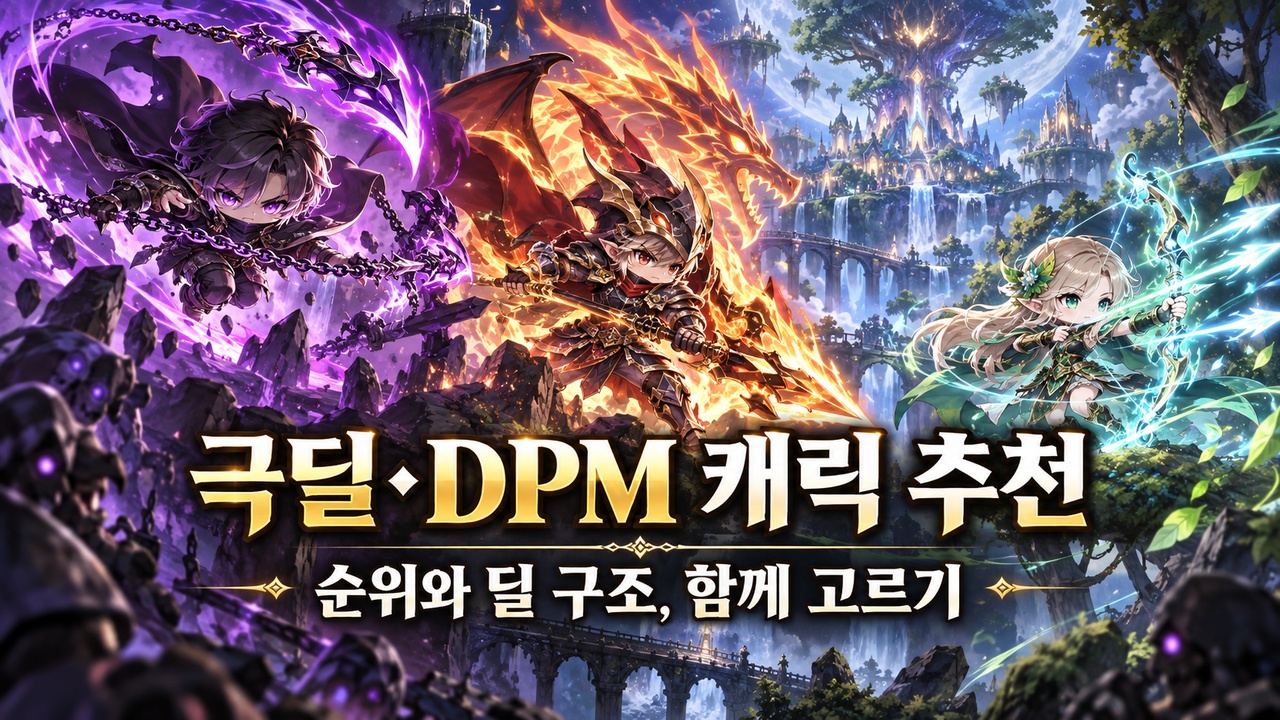 극딜·DPM 캐릭 추천과 순위·딜 구조 비교 표지