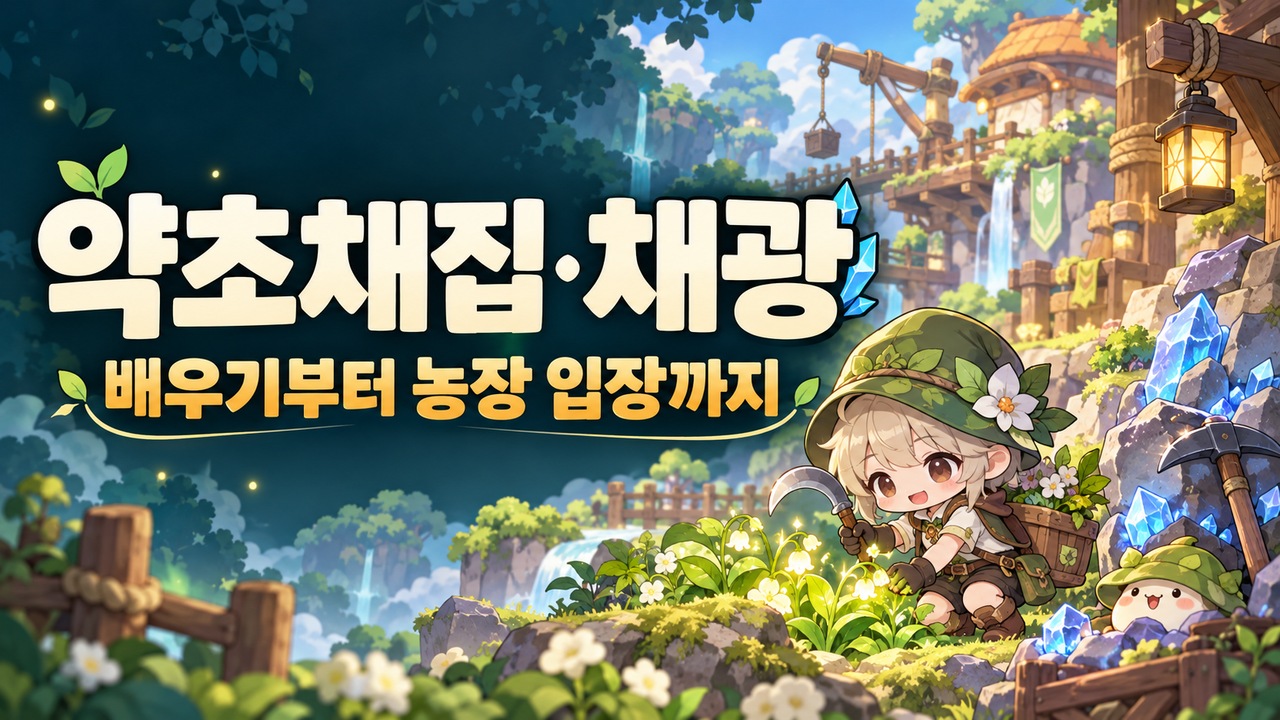 메이플 약초채집·채광 배우기｜채집키·농장 1,000마리·피로도 조건 표지