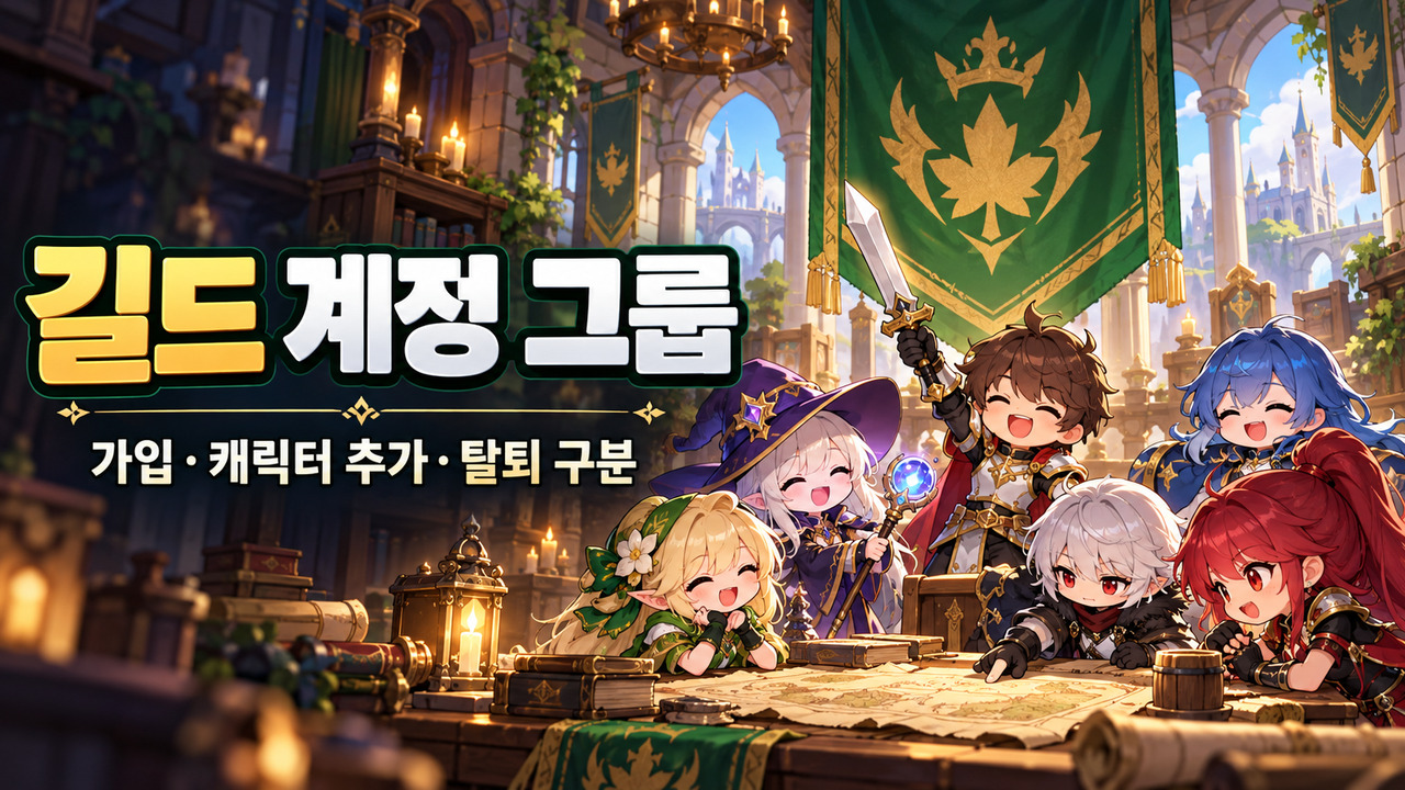 메이플 길드 계정 그룹｜가입·부캐 추가·대표 변경·개별 탈퇴 표지