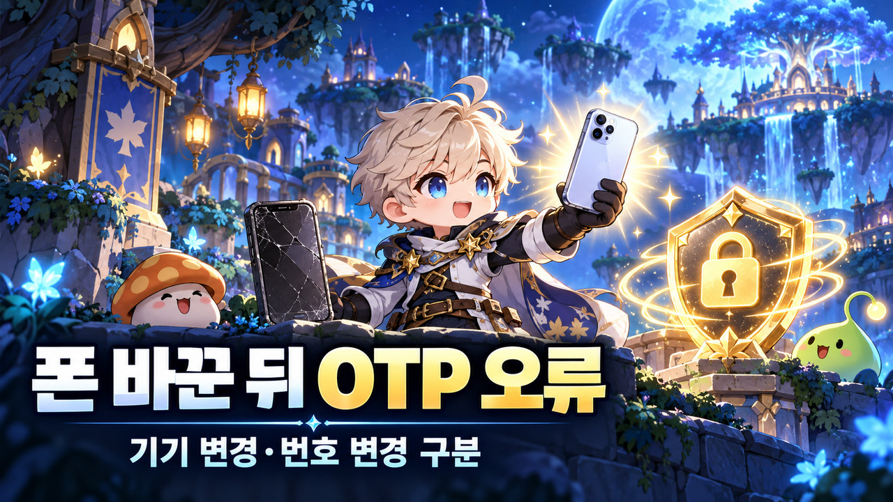 휴대폰 바꾼 뒤 넥슨 OTP가 안 될 때｜기기 변경·번호 변경 구분 표지