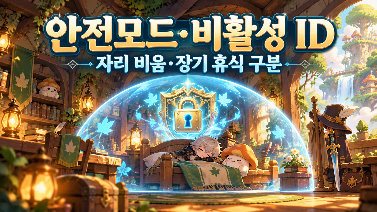 메이플 계정 잠그기 / 안전모드와 비활성ID 차이