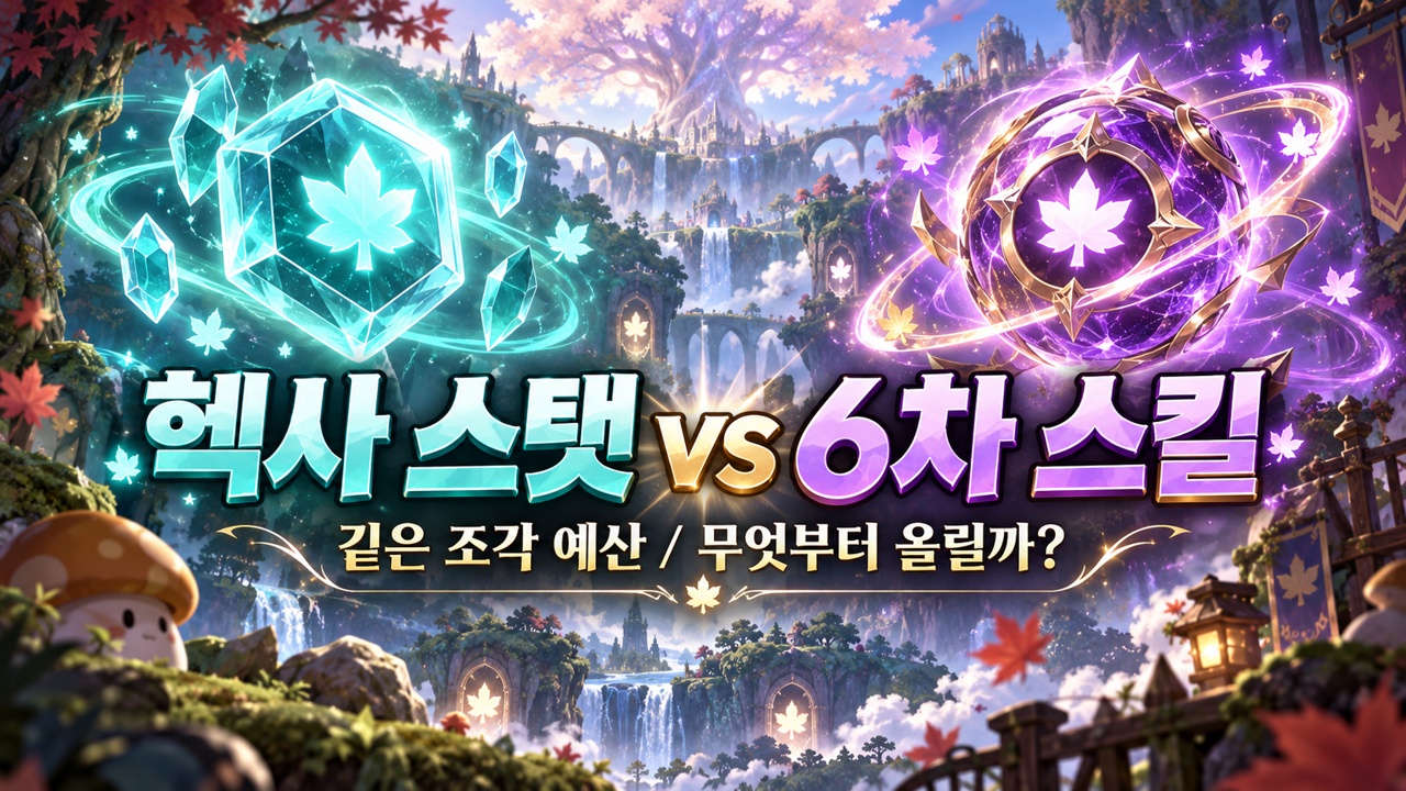 헥사 스탯 vs 6차 스킬 / 같은 조각 예산