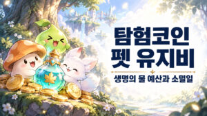탐험코인 펫 유지비 · 생명의 물 예산과 소멸일 표지
