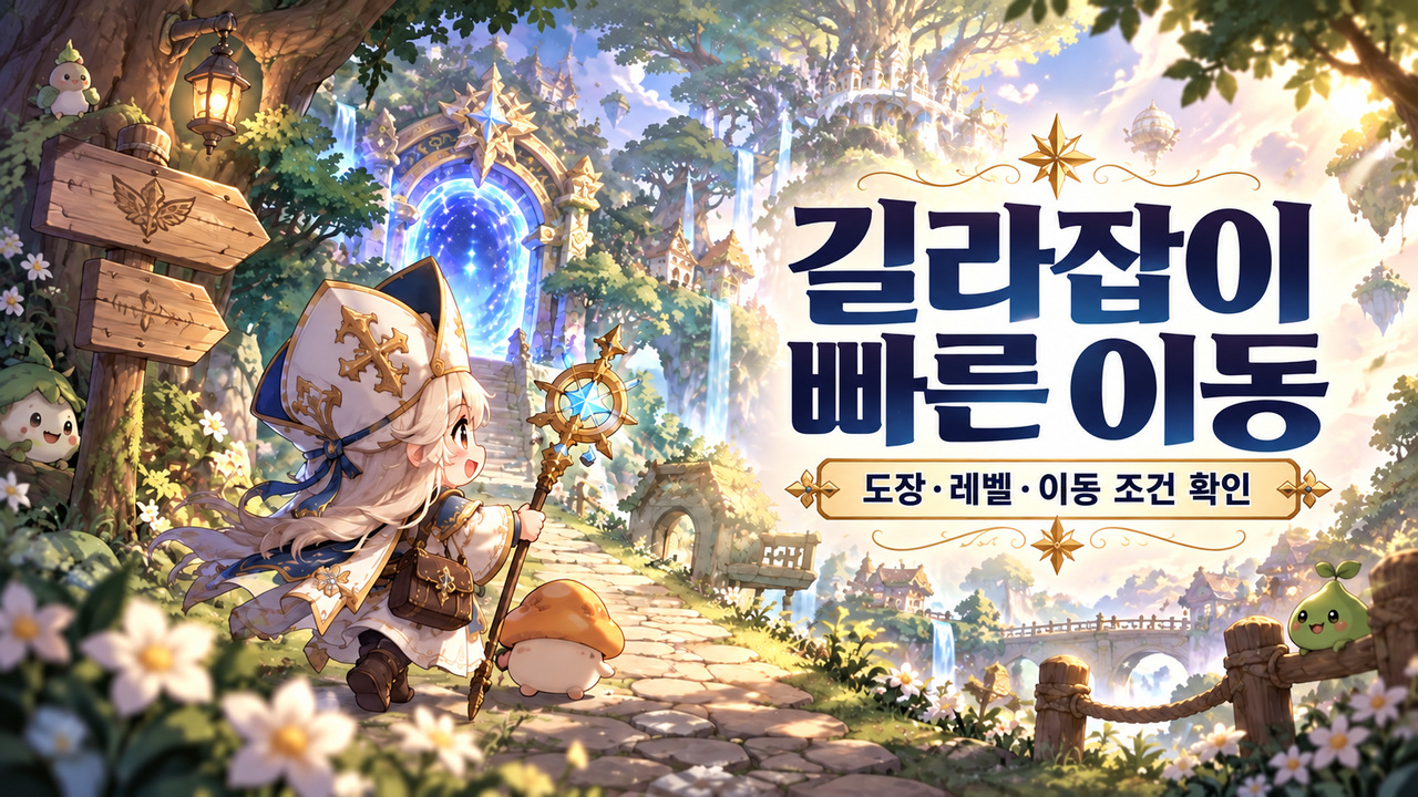 길라잡이 빠른 이동 · 도장·레벨·이동 조건 확인 표지