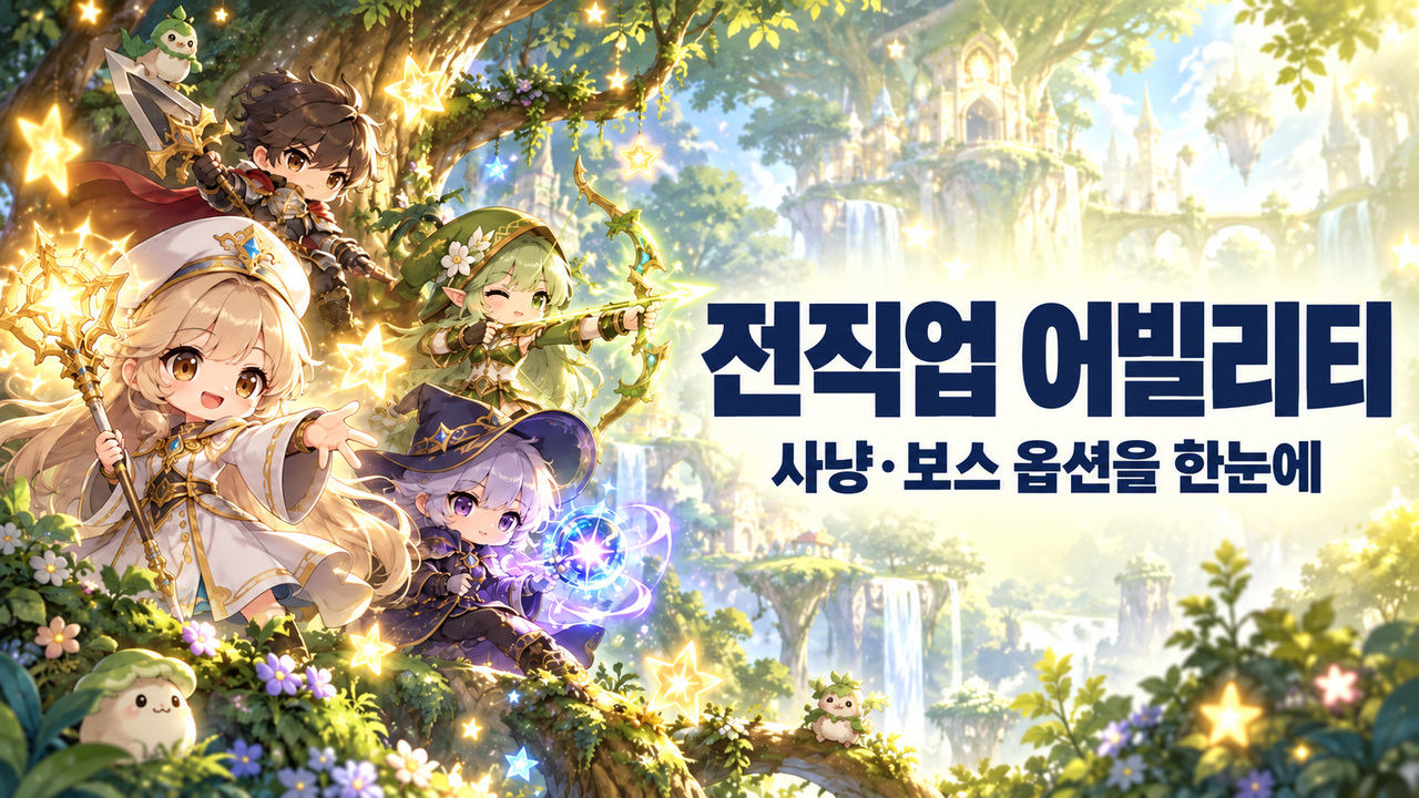 전직업 어빌리티 · 사냥·보스 옵션을 한눈에 표지
