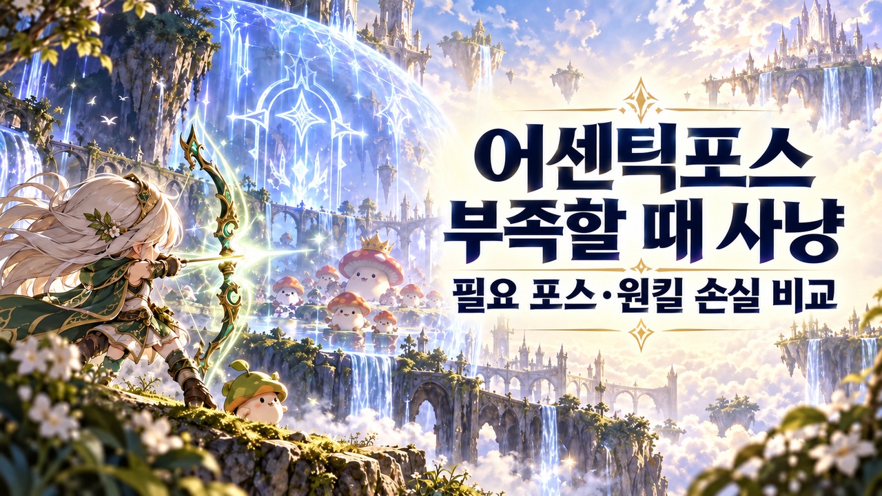 어센틱포스 부족할 때 필요 포스와 원킬 손실을 비교하는 사냥터 선택