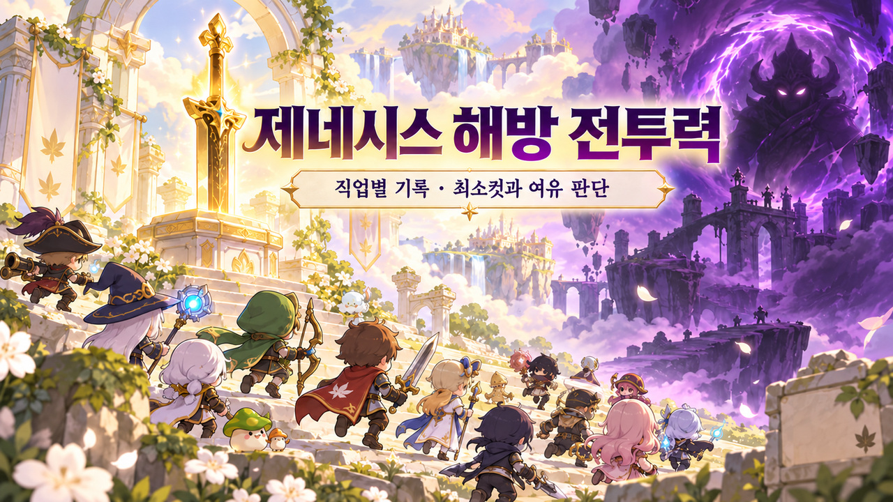 제네시스 해방 전투력의 직업별 기록·최소컷과 여유 판단 표지