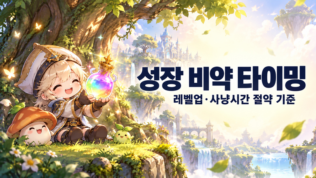 성장 비약 타이밍 · 레벨업·사냥시간 절약 기준 표지