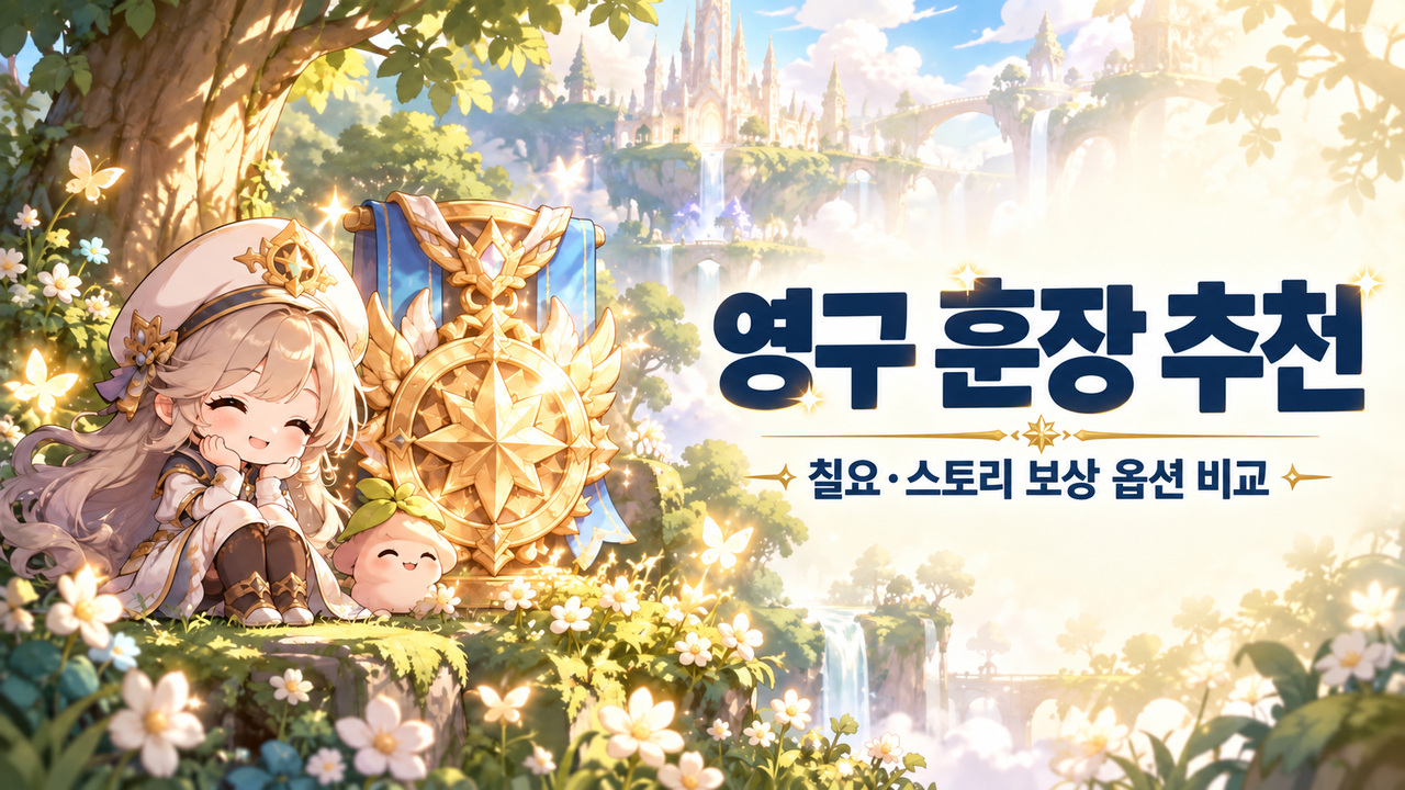 영구 훈장 추천 · 칠요·스토리 보상 옵션 비교 표지