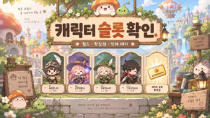 캐릭터 슬롯과 확장권, 삭제 대기를 설명하는 메이플풍 일러스트